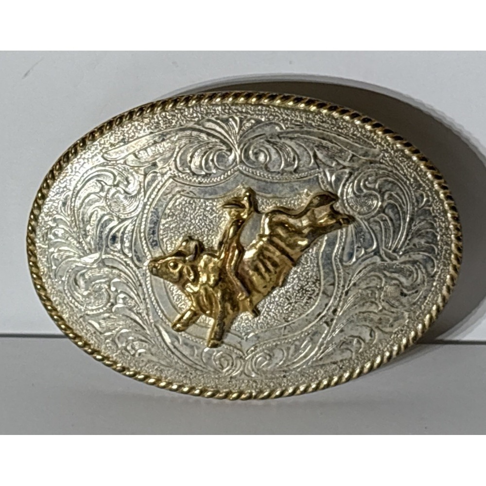 Justin Silver Mexico Bull Rider Belt Buckle
